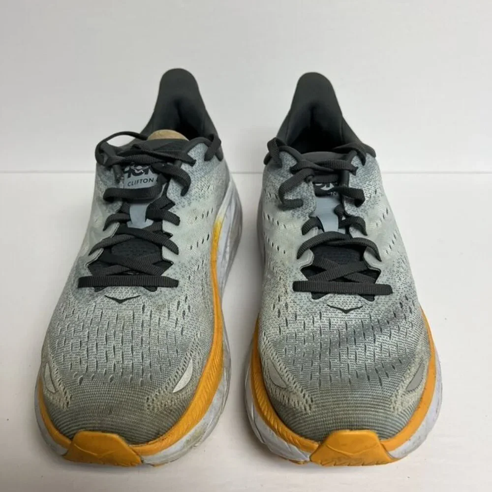 Hoka One One Mens Clifton 8 Running Shoe Gray Size 9.5 M